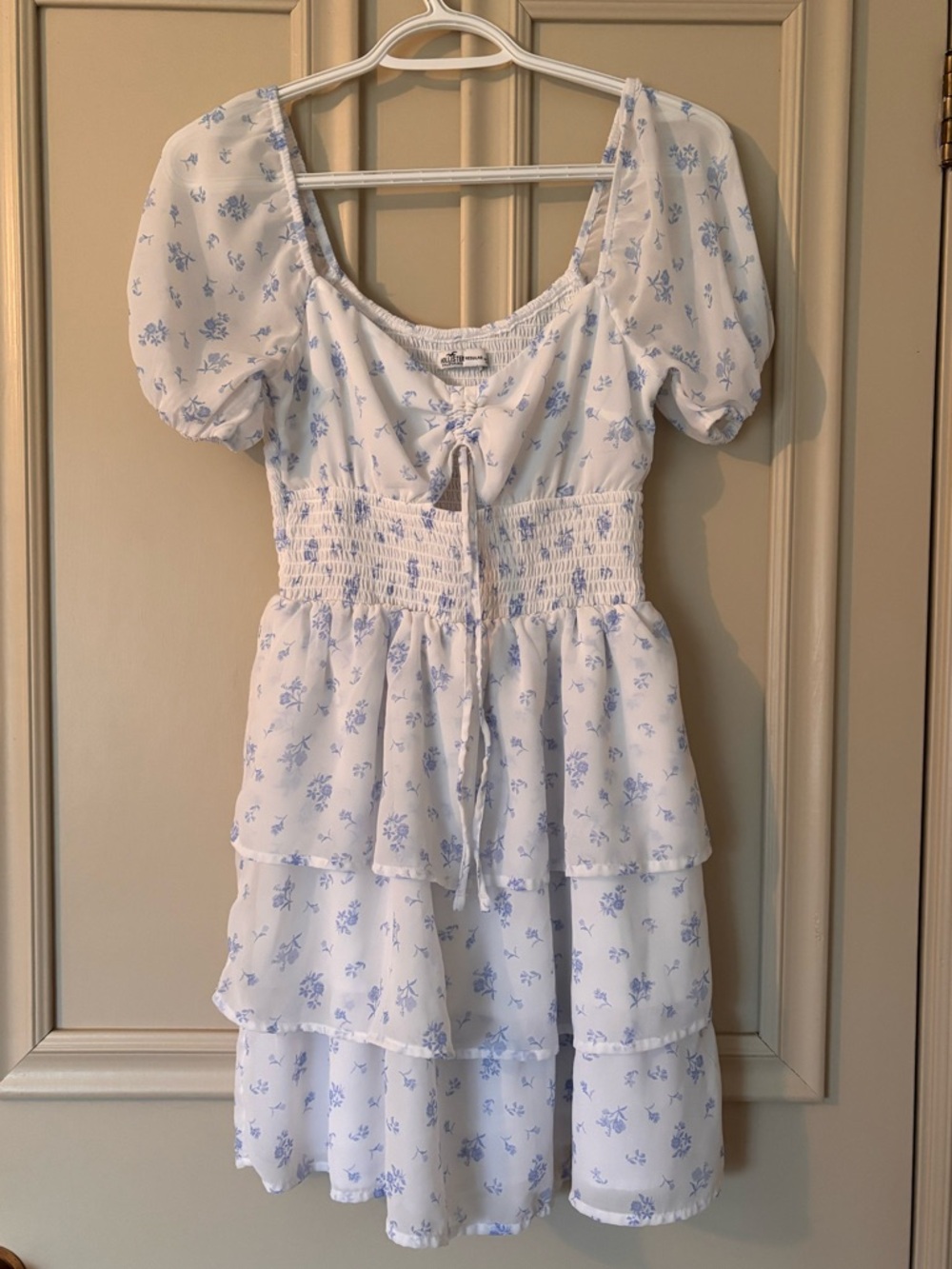 Hollister White Dress with Light Blue Floral Print